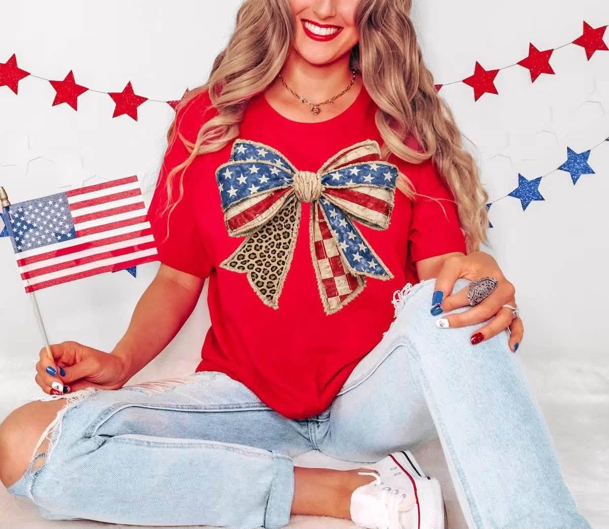 Vintage Patriotic Bow Tee