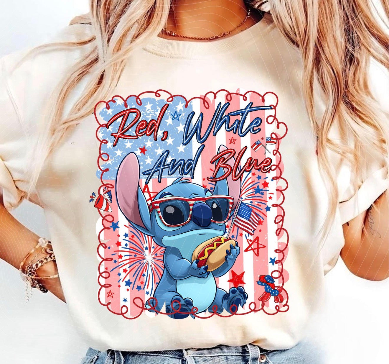 Red White & Blue Alien Tee