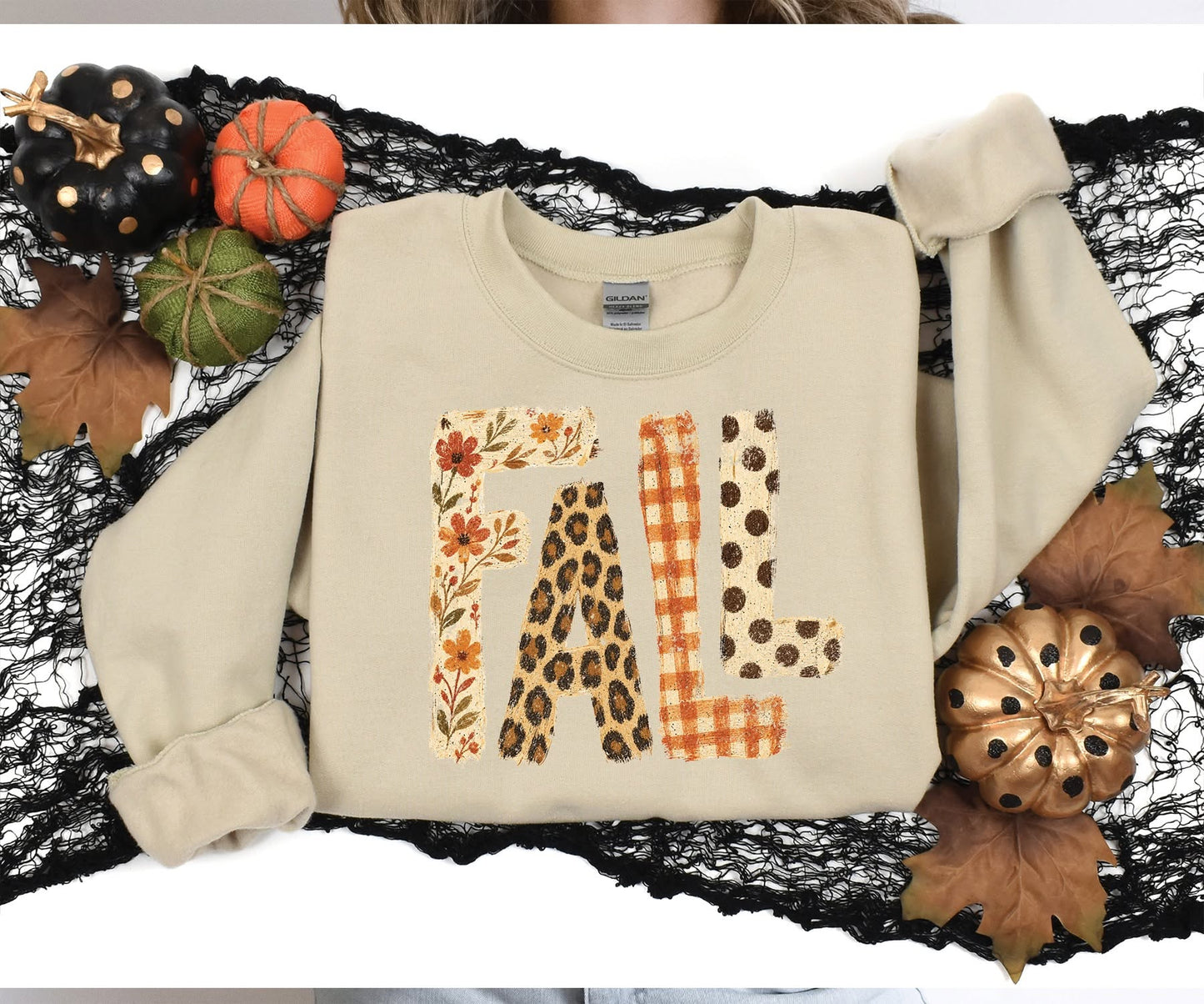 π Fall Patchwork Letters Tee & Sweatshirt