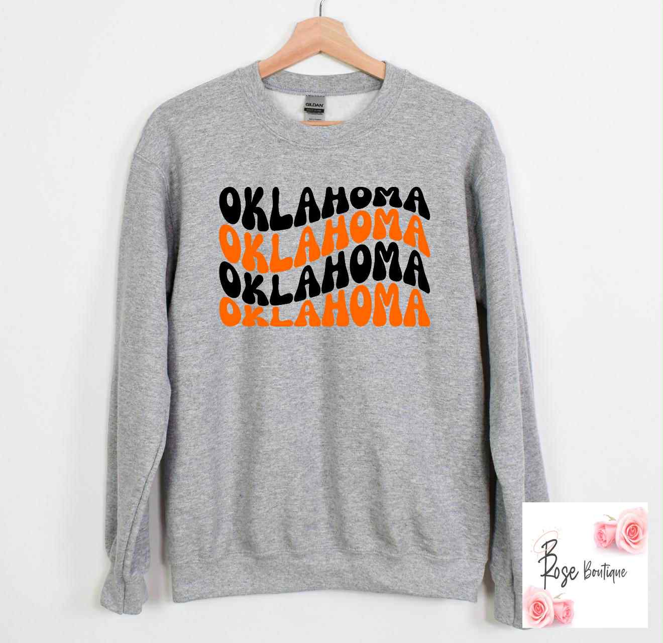 Oklahoma x3 Crewneck – Orange + Black