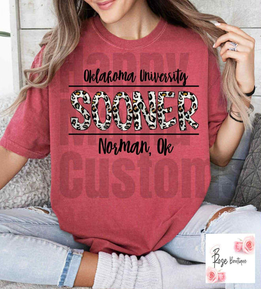 Sooner Norman Tee – Leopard Print