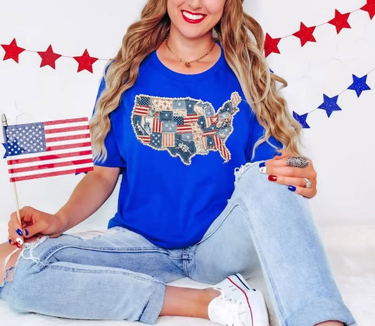Patchwork USA Map Graphic Tee