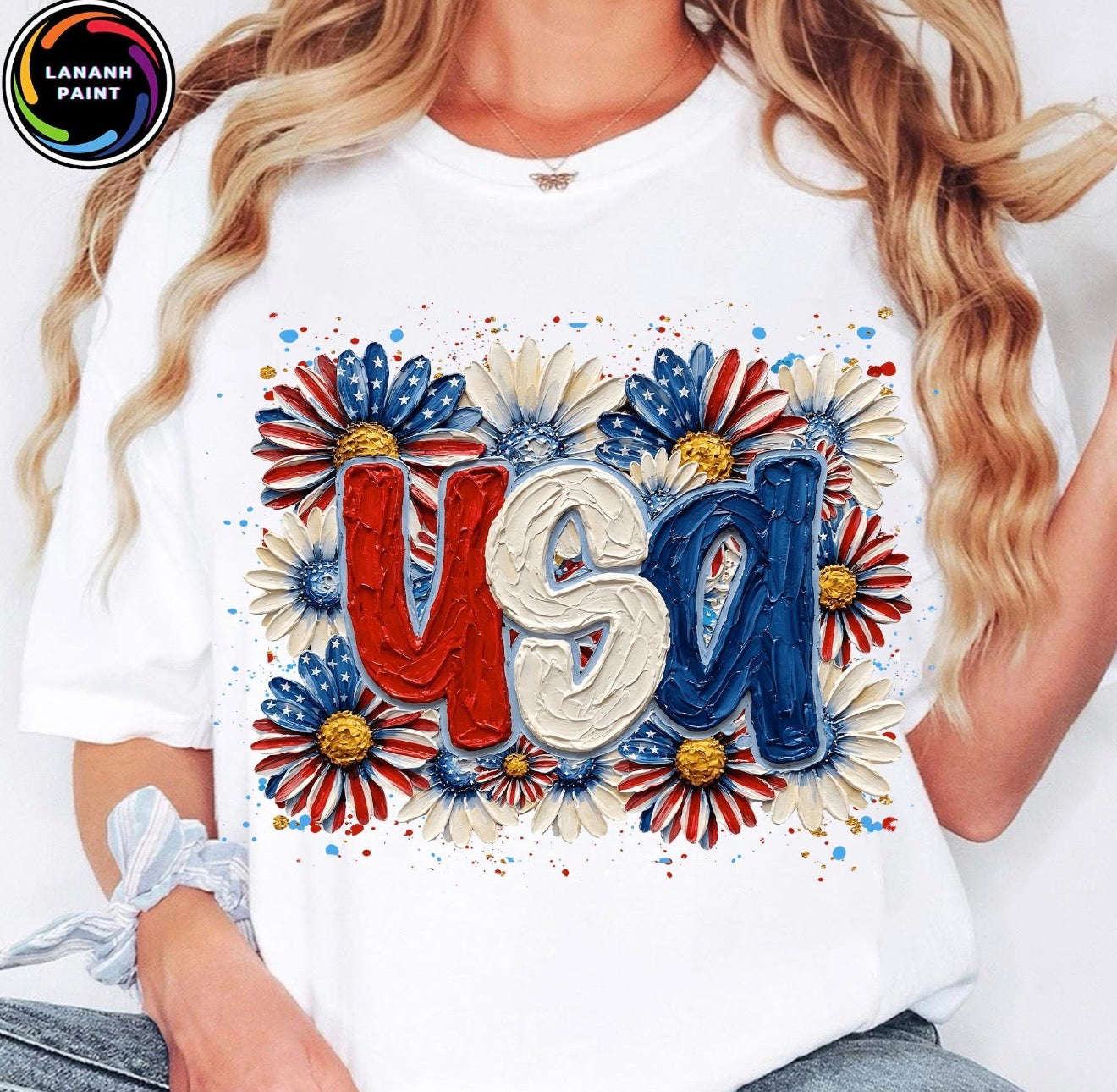 USA Floral Patriotic Tee