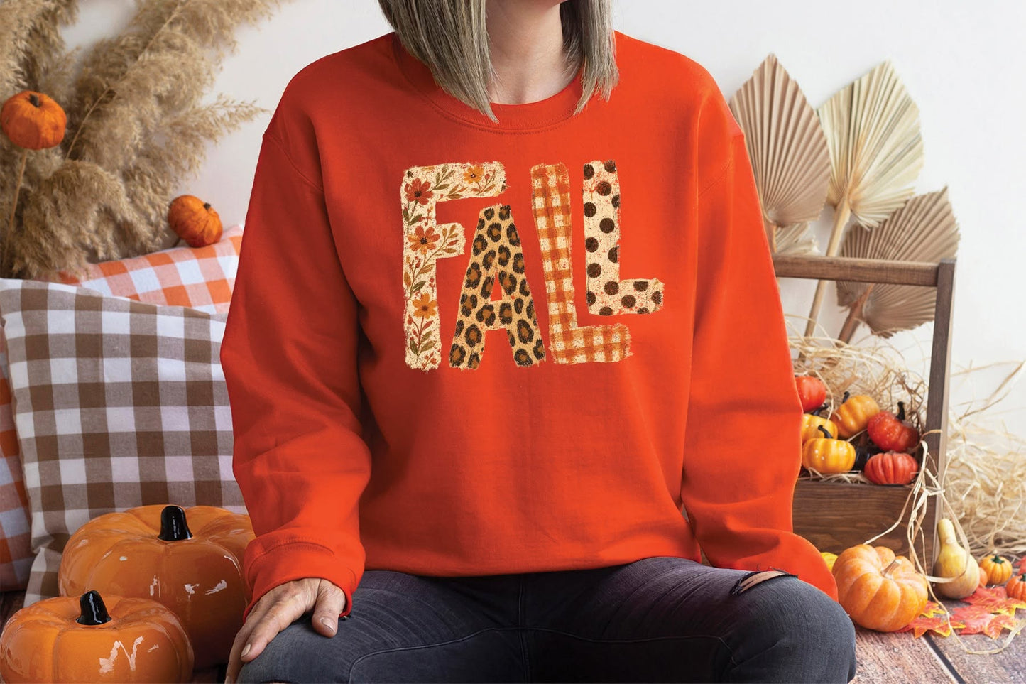🍂 Fall Patchwork Letters Tee & Sweatshirt