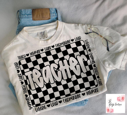 Teacher Checkered Tee