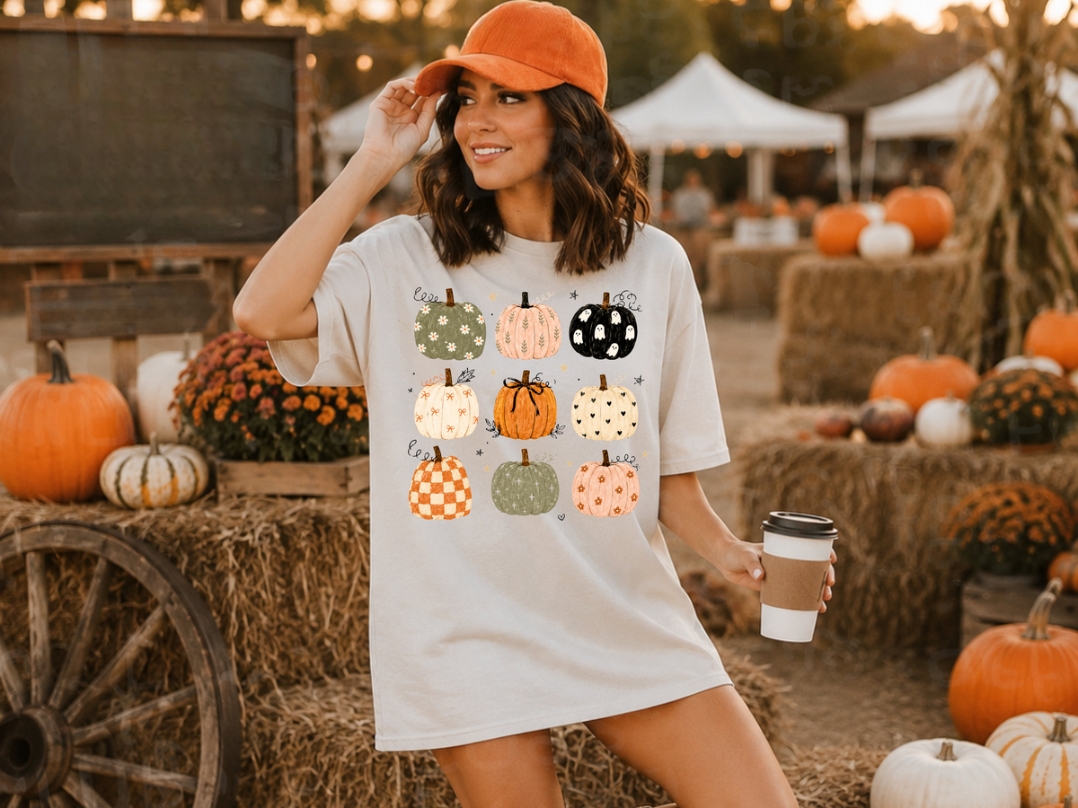 Cozy Pattern Pumpkin Fall Graphic Tee