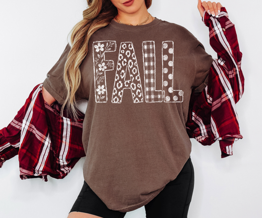 Fall Patchwork Pattern Graphic Shirt