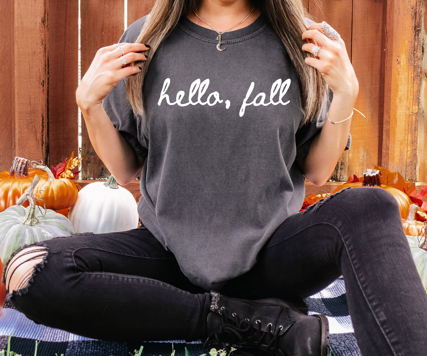 Hello Fall Minimalist Fall Graphic Shirt