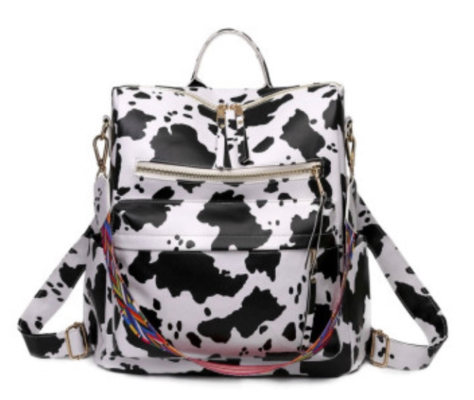 Cow Print Backpack/Messenger Bag