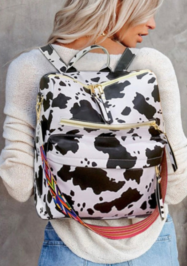 Cow Print Backpack/Messenger Bag